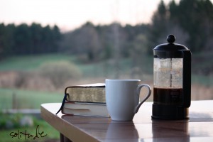 come away - Bible - coffee