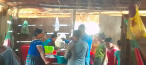 women making food baskets